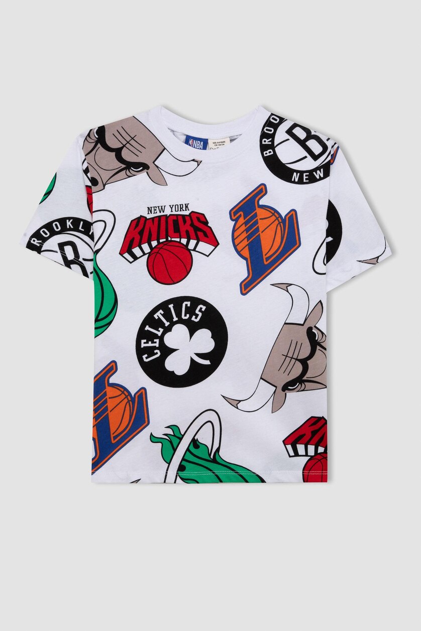 Erkek Çocuk - Genç Erkek Beyaz Erkek Çocuk NBA Current Teams Bisiklet Yaka Kısa Kollu Tişört