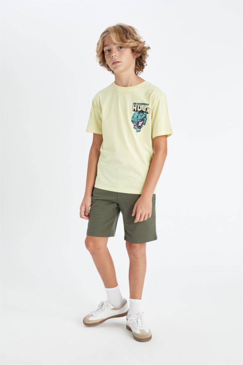 BOYS & TEENS Light Yellow Boy Marvel Comics Crew Neck Short Sleeve T-Shirt