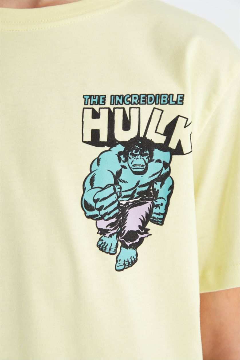 BOYS & TEENS Light Yellow Boy Marvel Comics Crew Neck Short Sleeve T-Shirt