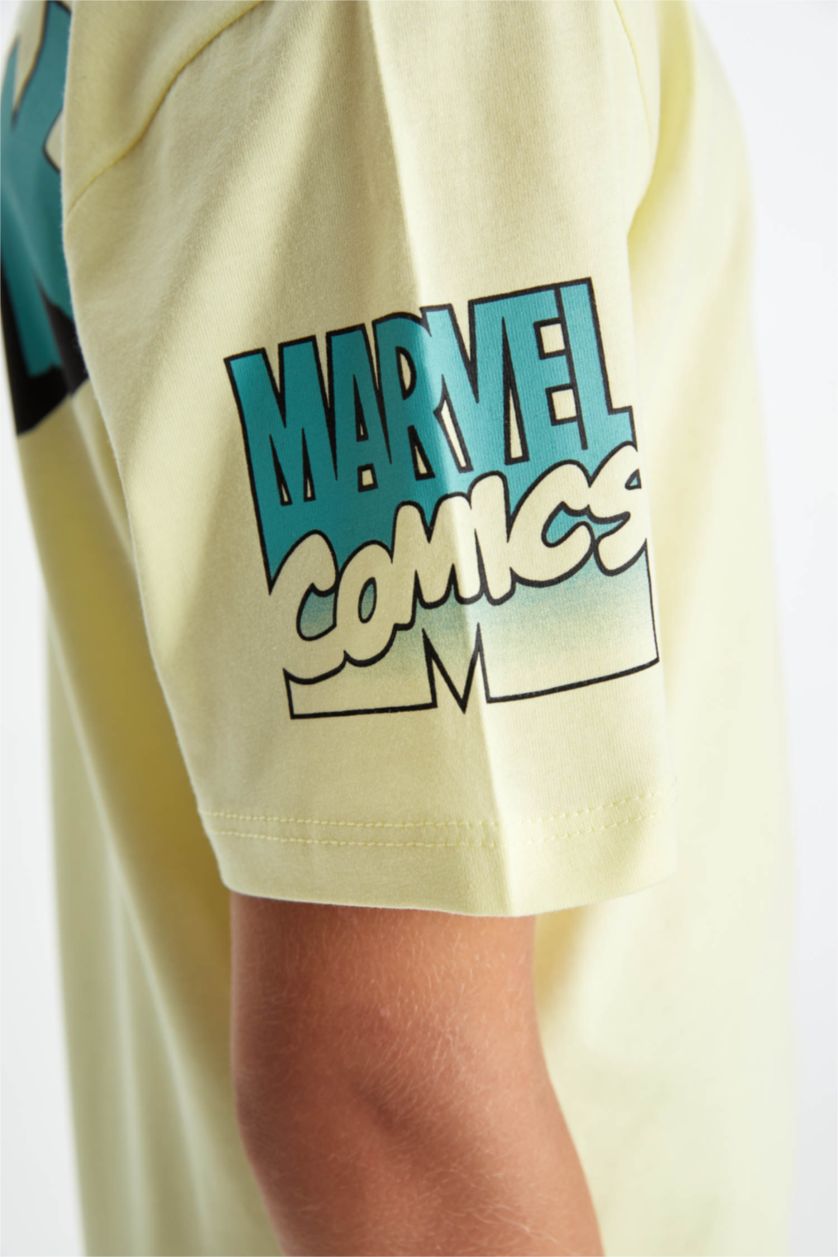 BOYS & TEENS Light Yellow Boy Marvel Comics Crew Neck Short Sleeve T-Shirt