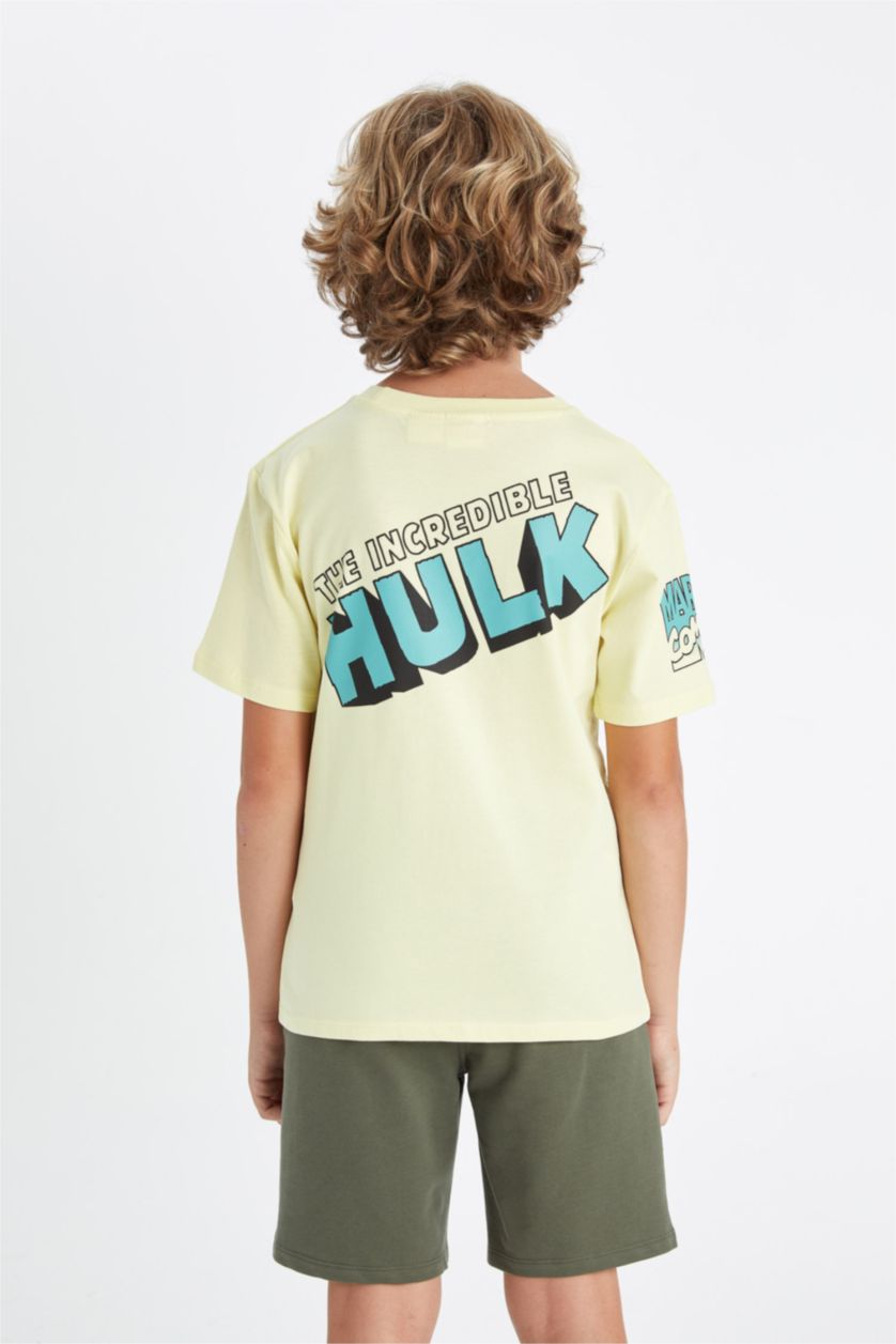 BOYS & TEENS Light Yellow Boy Marvel Comics Crew Neck Short Sleeve T-Shirt