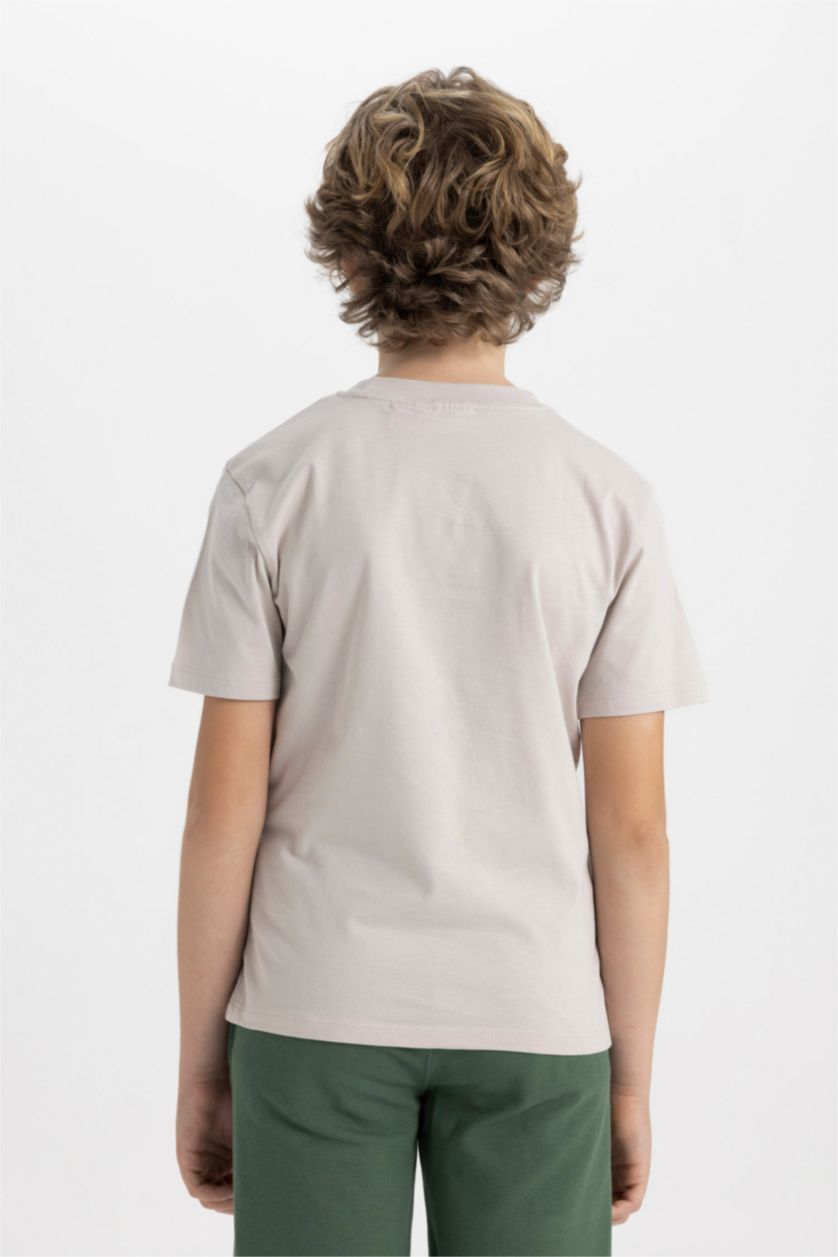 Erkek Çocuk - Genç Erkek Bej Sonic the Hedgehog Bisiklet Yaka Kısa Kollu Tişört Erkek Çocuk