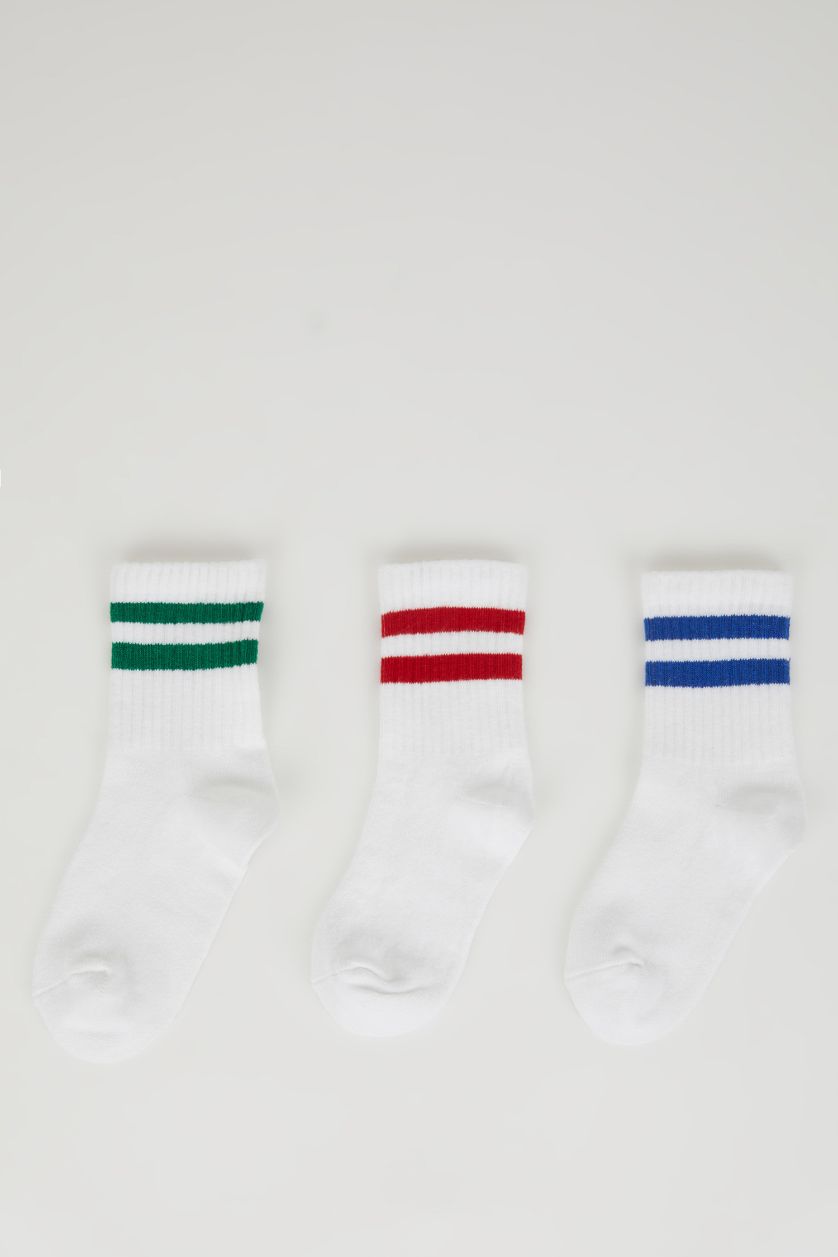 BABY BOY White Baby Boy Seamless 3 Piece Cotton Long Socks