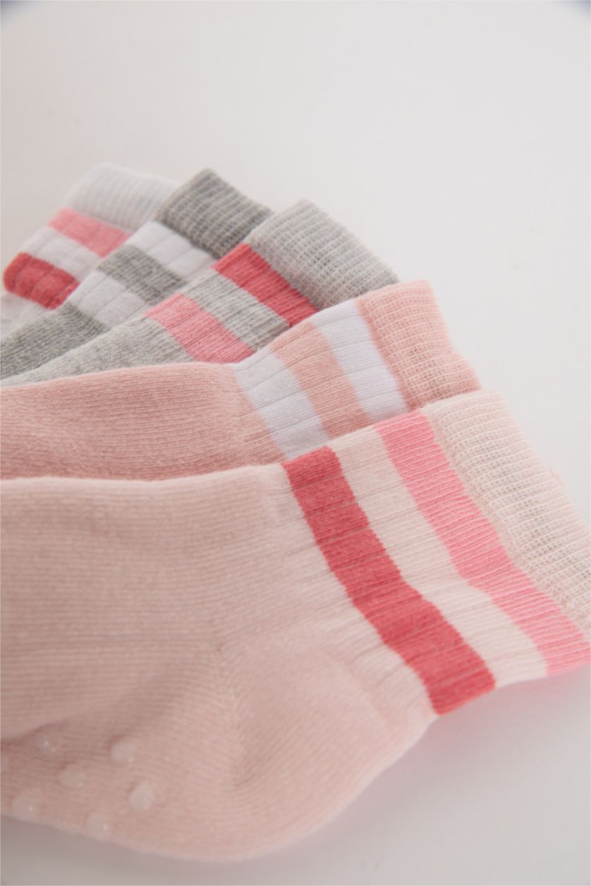 Kız Bebek Karma Dikişsiz 5'li Pamuklu Uzun Çorap Kız Bebek