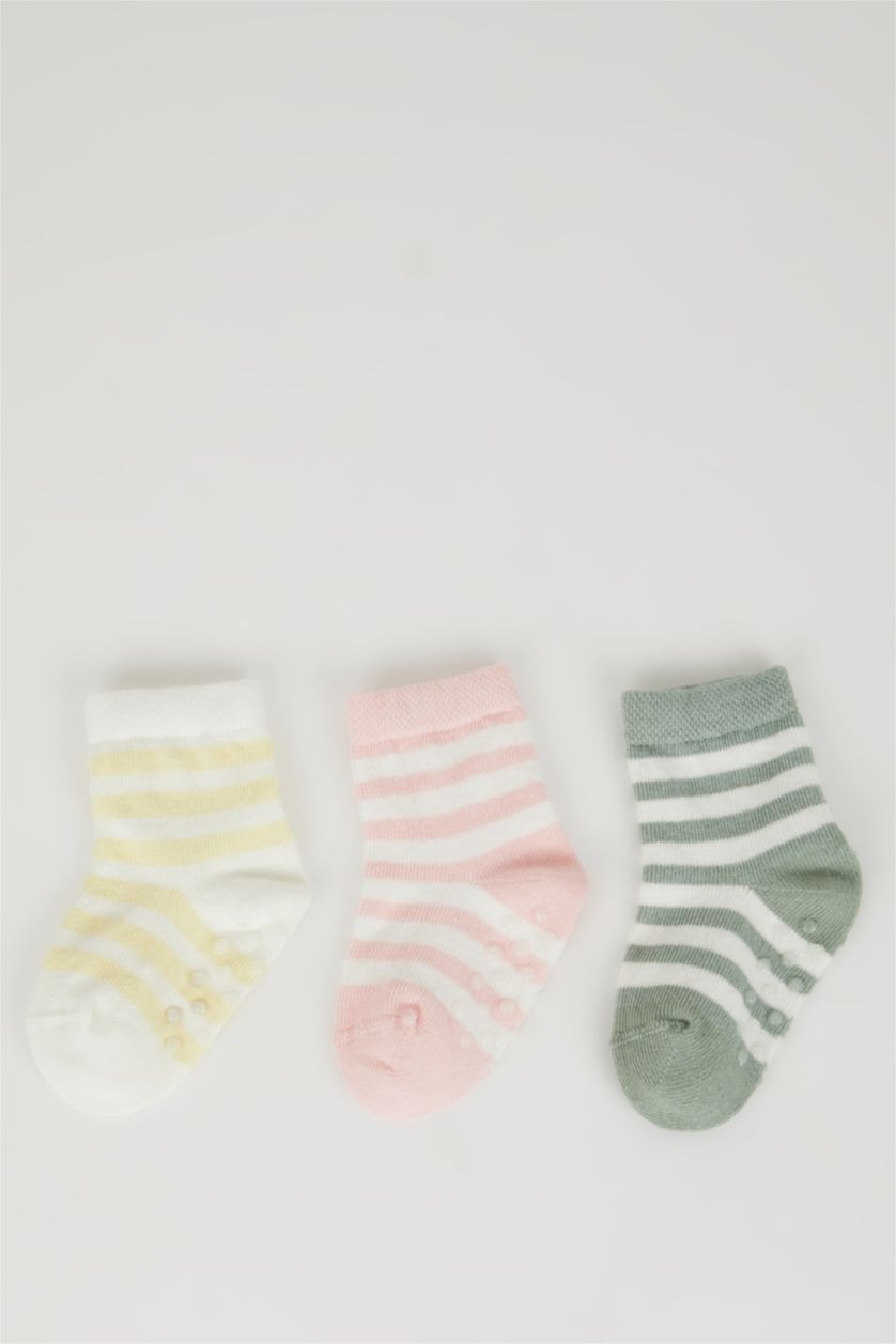 Kız Bebek Karma Kız Bebek Dikişsiz 3'lü Pamuklu Uzun Çorap