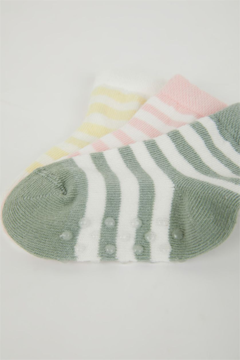 Kız Bebek Karma Kız Bebek Dikişsiz 3'lü Pamuklu Uzun Çorap