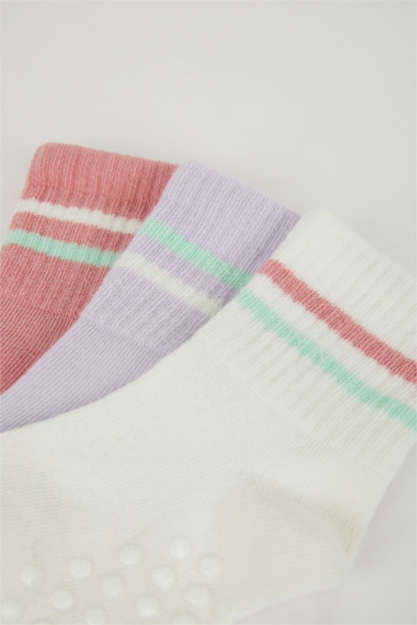 Kız Bebek Karma Kız Bebek Dikişsiz 3'lü Pamuklu Uzun Çorap