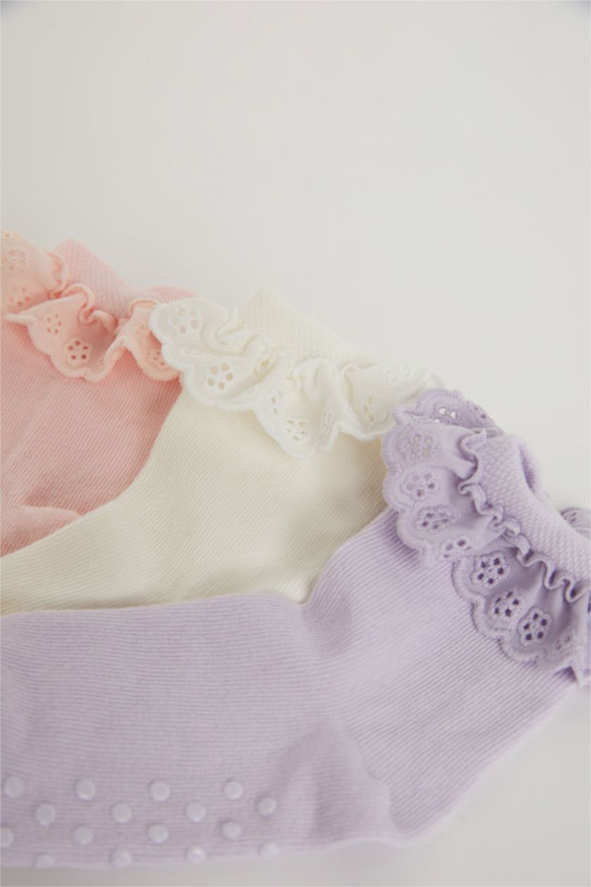 Kız Bebek Karma Dikişsiz 3'lü Pamuklu Uzun Çorap Kız Bebek