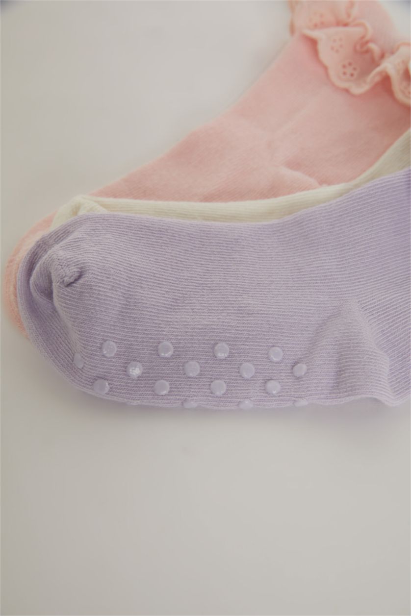 Kız Bebek Karma Dikişsiz 3'lü Pamuklu Uzun Çorap Kız Bebek