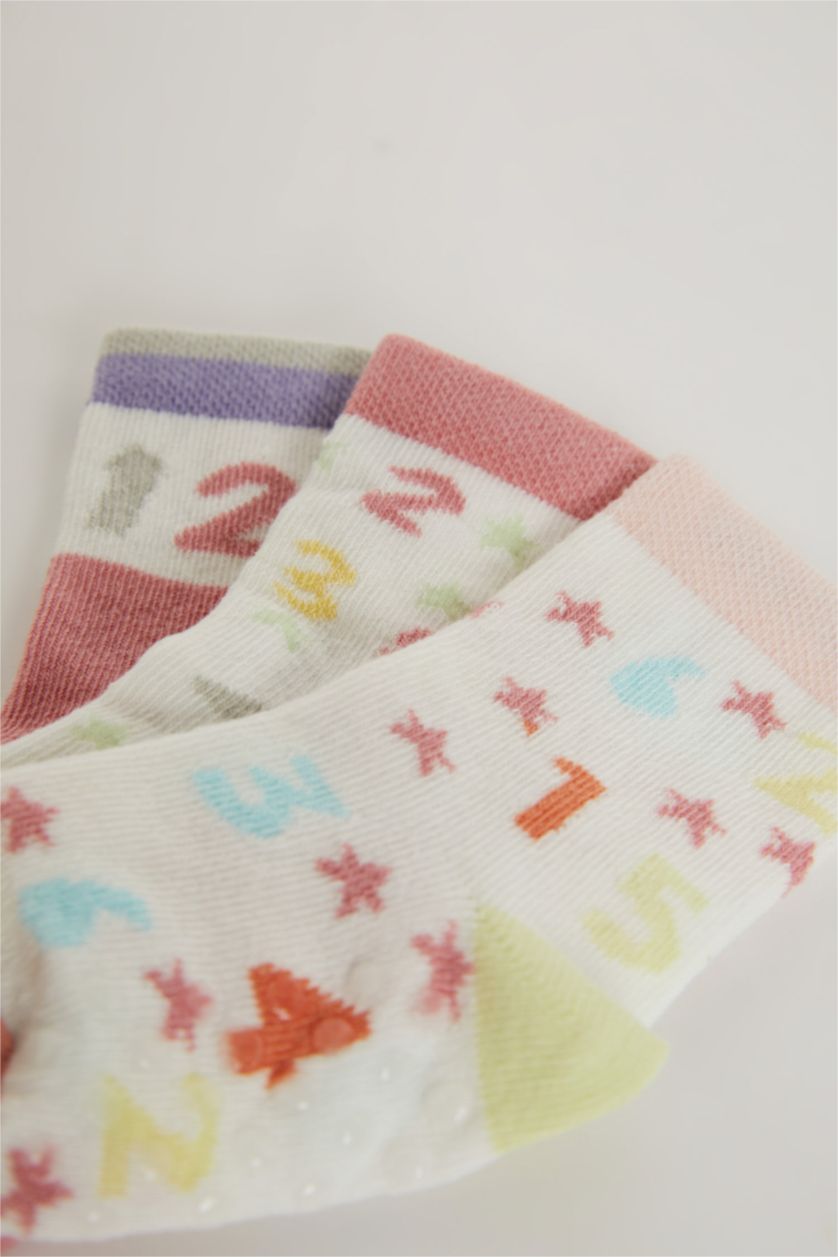 Kız Bebek Karma Kız Bebek Dikişsiz 3'lü Pamuklu Uzun Çorap