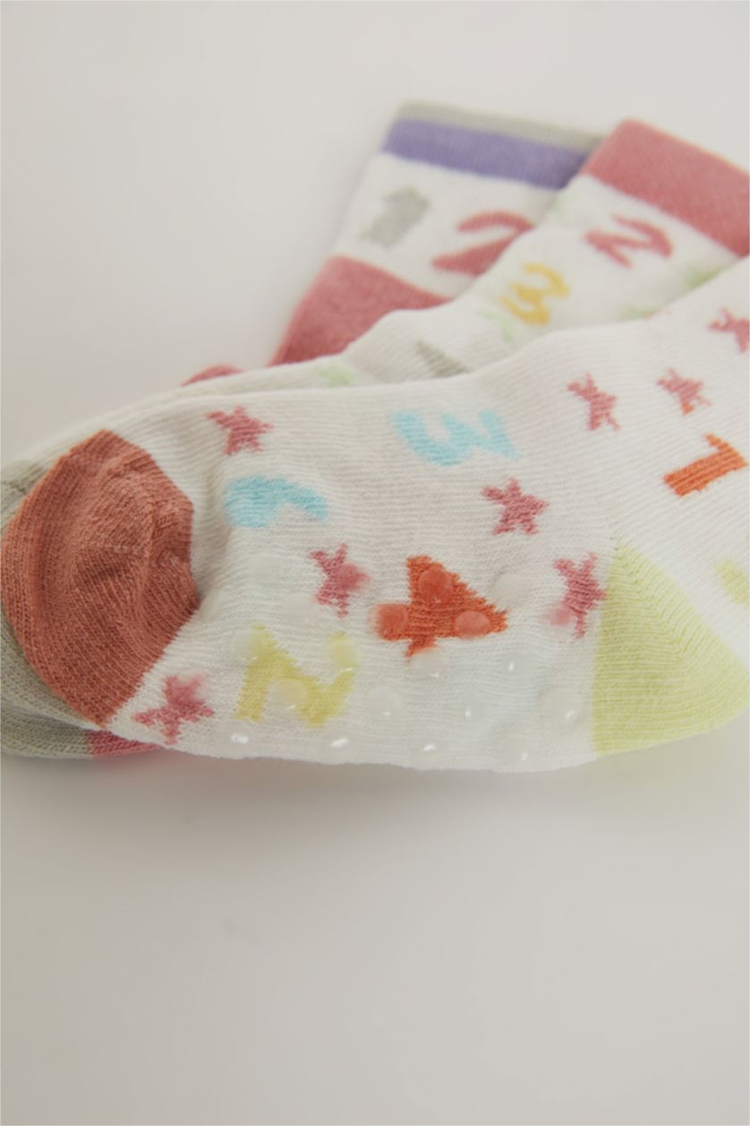 Kız Bebek Karma Kız Bebek Dikişsiz 3'lü Pamuklu Uzun Çorap