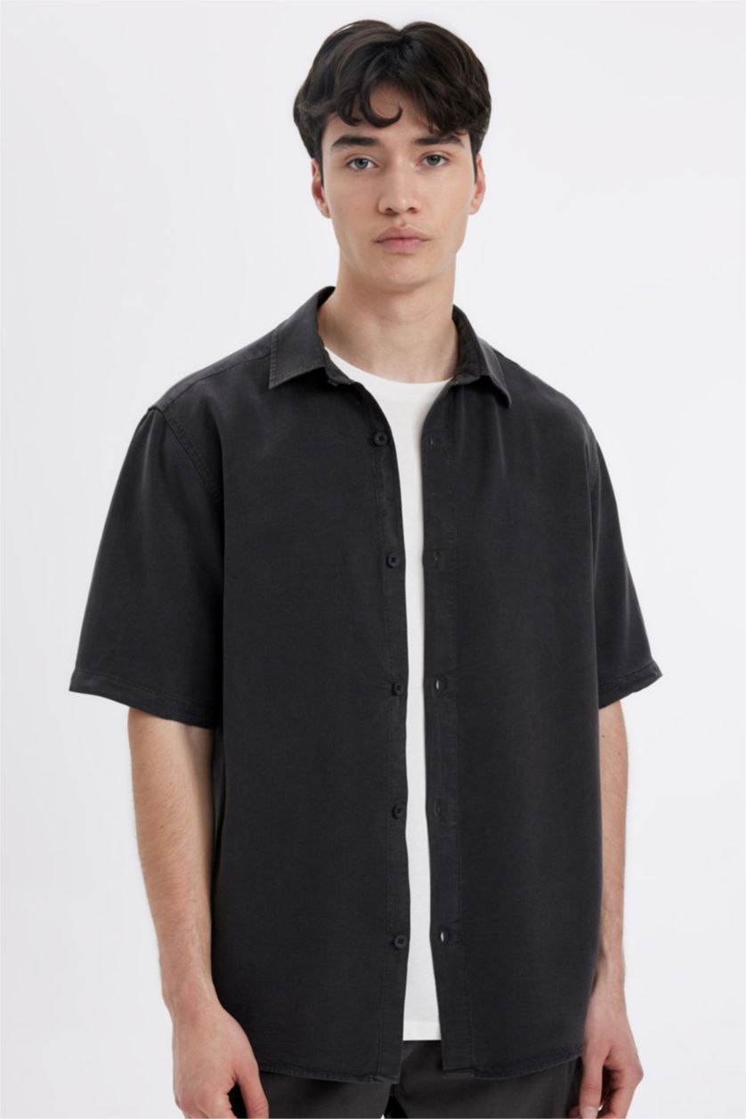 MAN Anthracite Regular Fit Sensual Short Sleeve Shirt