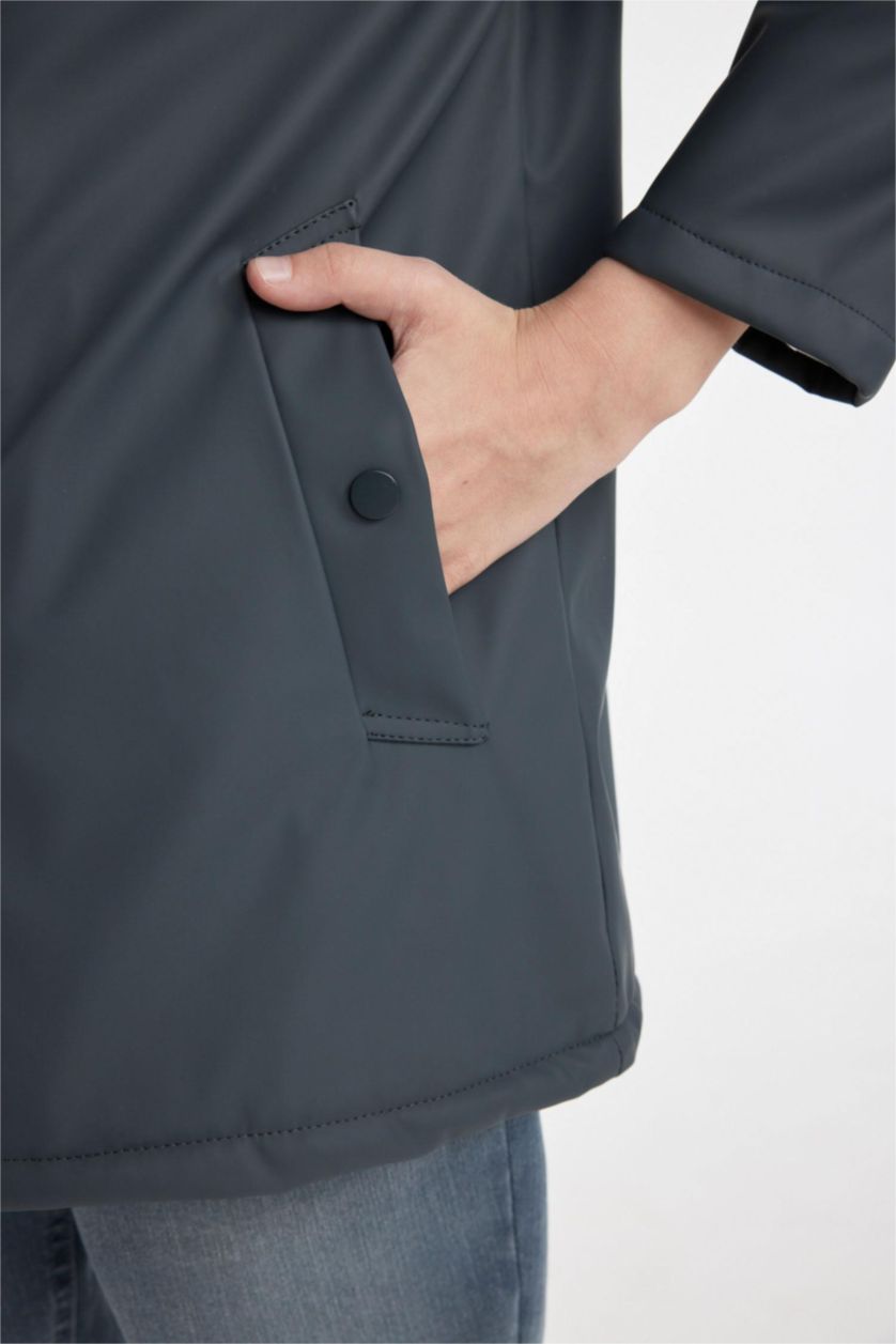 BOYS & TEENS Anthracite Boy Waterproof Hooded Plush Lining Raincoat