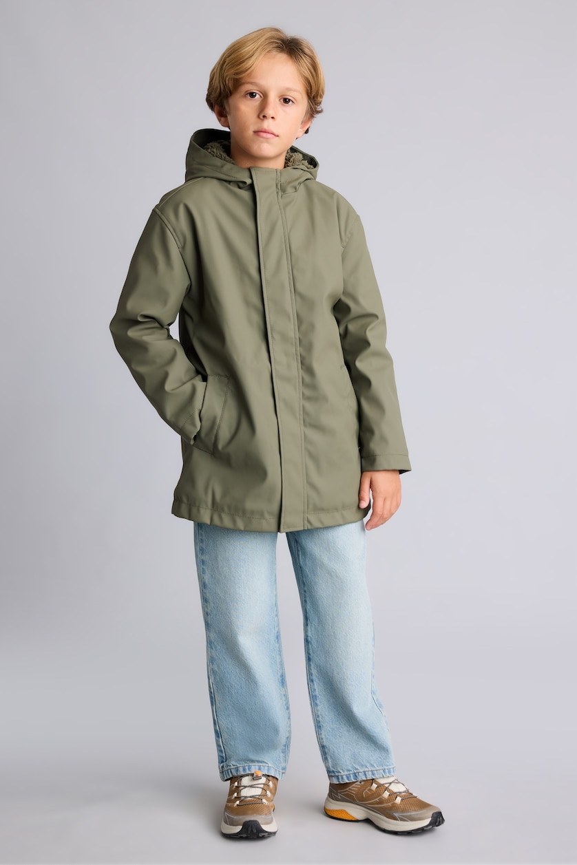 Young Boys - Teen Boys Light Khaki Boy Hooded Plush Puffer Jacket