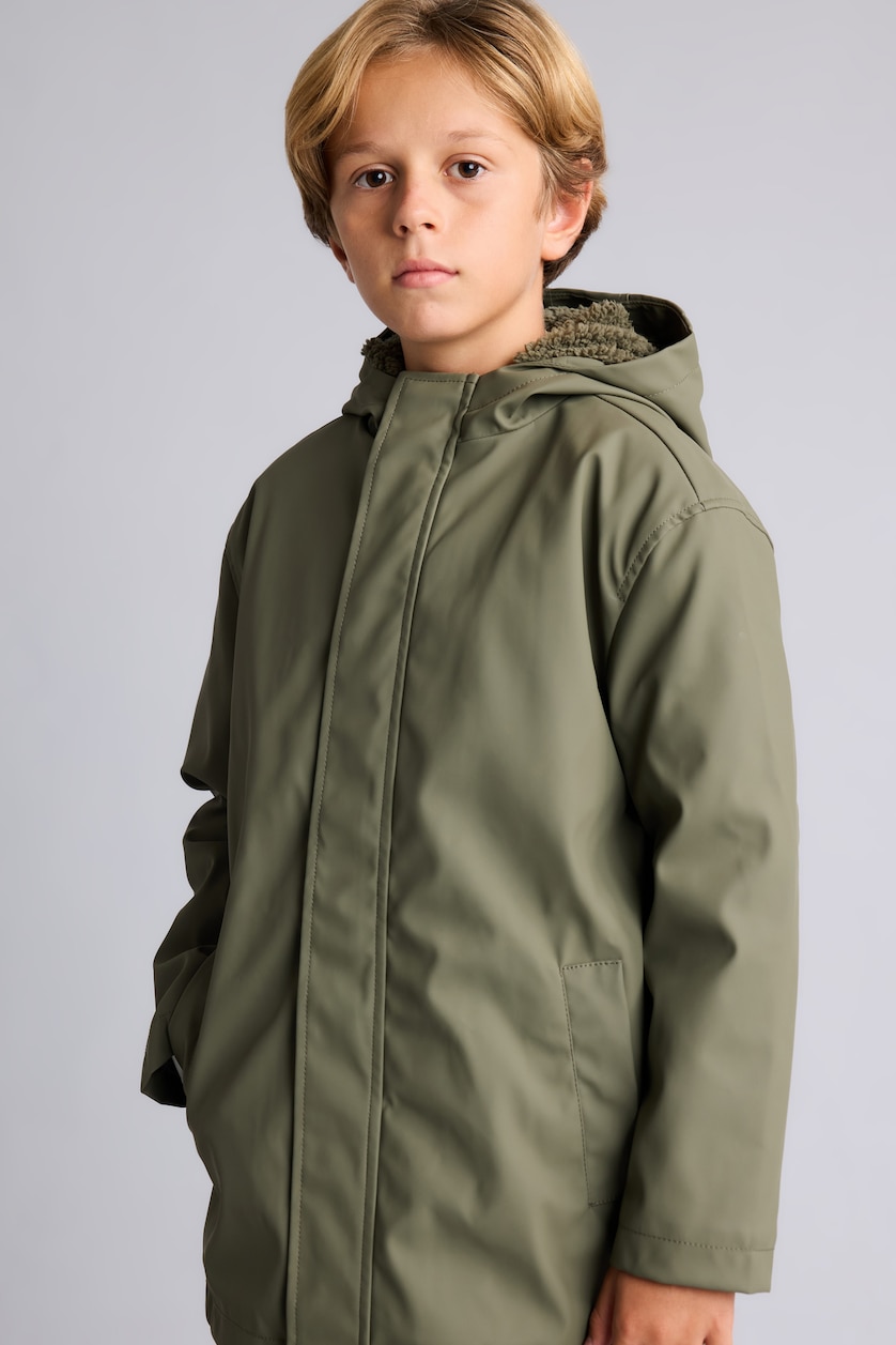 Young Boys - Teen Boys Light Khaki Boy Hooded Plush Puffer Jacket