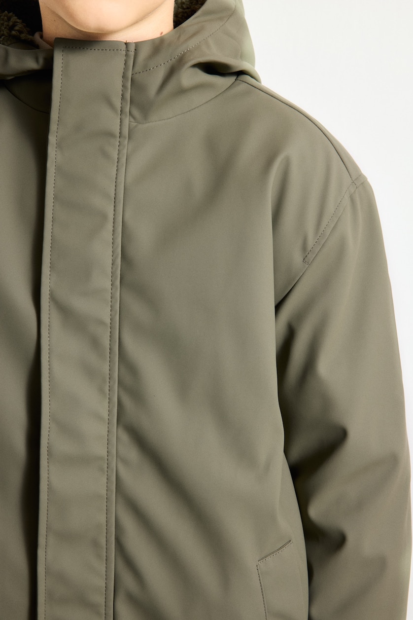 GARÇONS Kaki Clair Veste à capuche coupe-vent et imperméable avec doublure en peluche pour garçon
