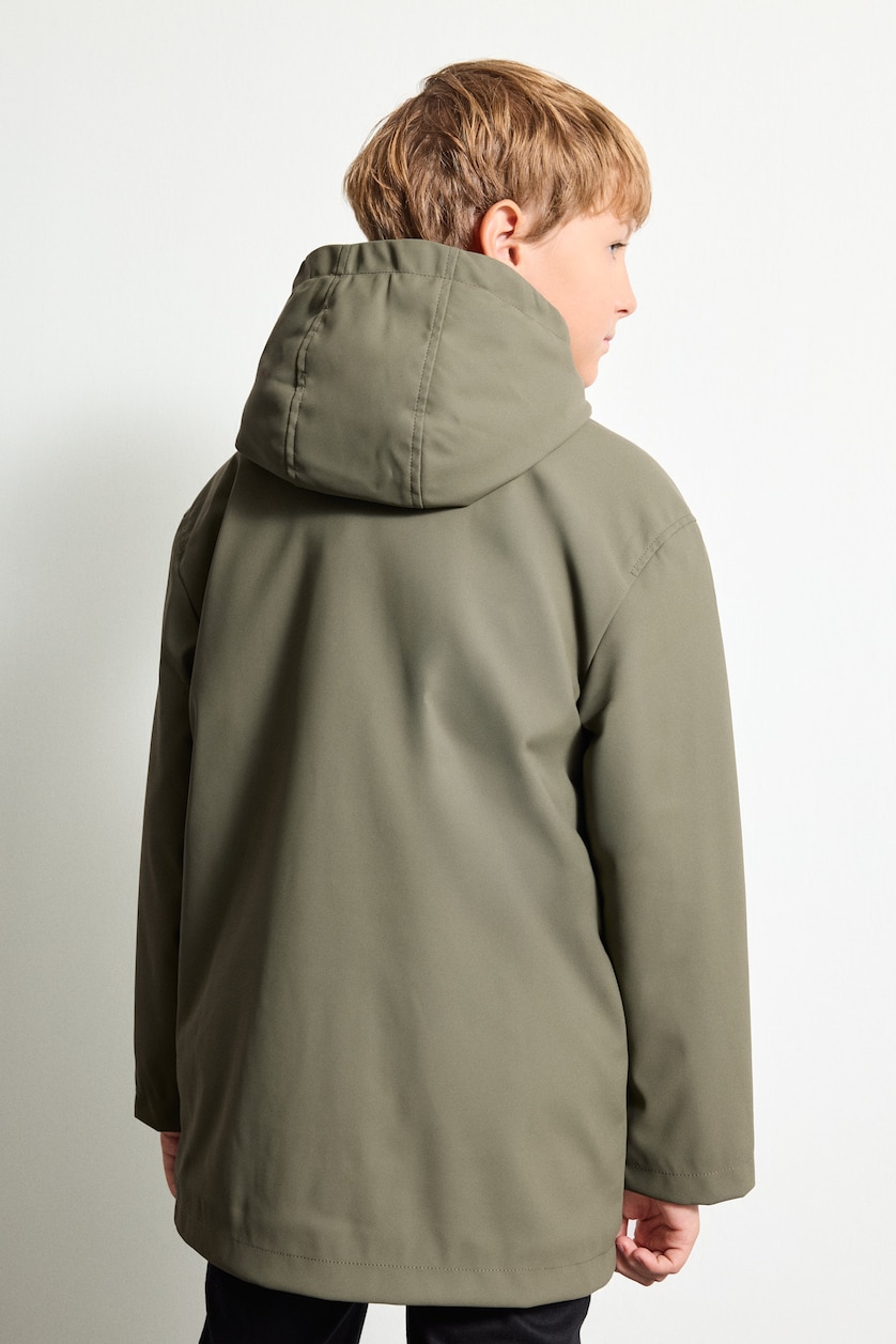 GARÇONS Kaki Clair Veste à capuche coupe-vent et imperméable avec doublure en peluche pour garçon