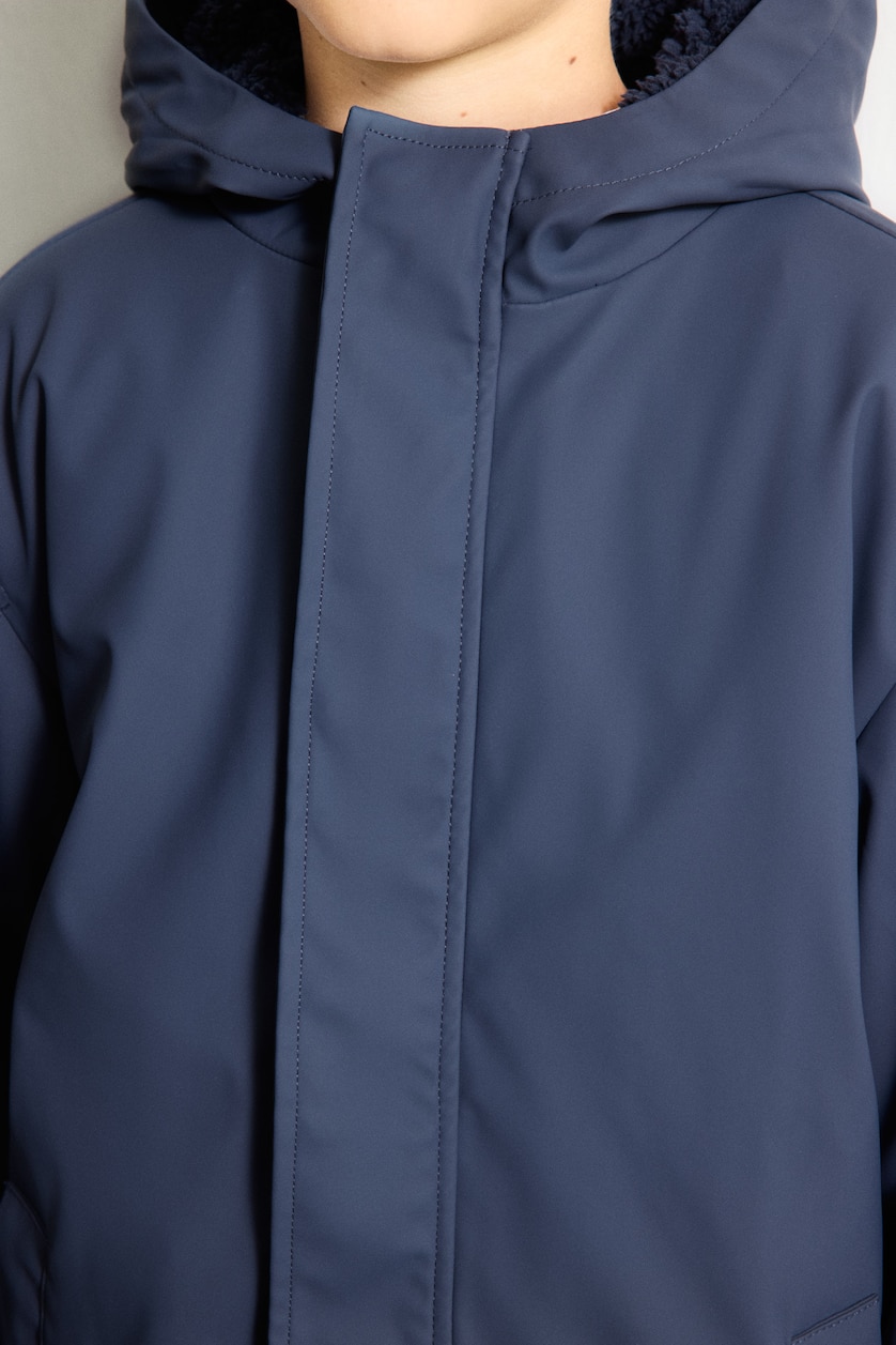 أولاد كحلي Boy Windproof and Waterproof Hooded Plush-Lined Jacket