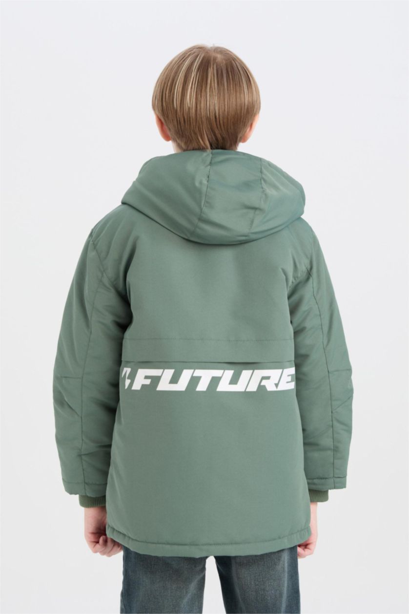 أولاد كاكي جاكيت مطر ولادي بغطاء للرأس