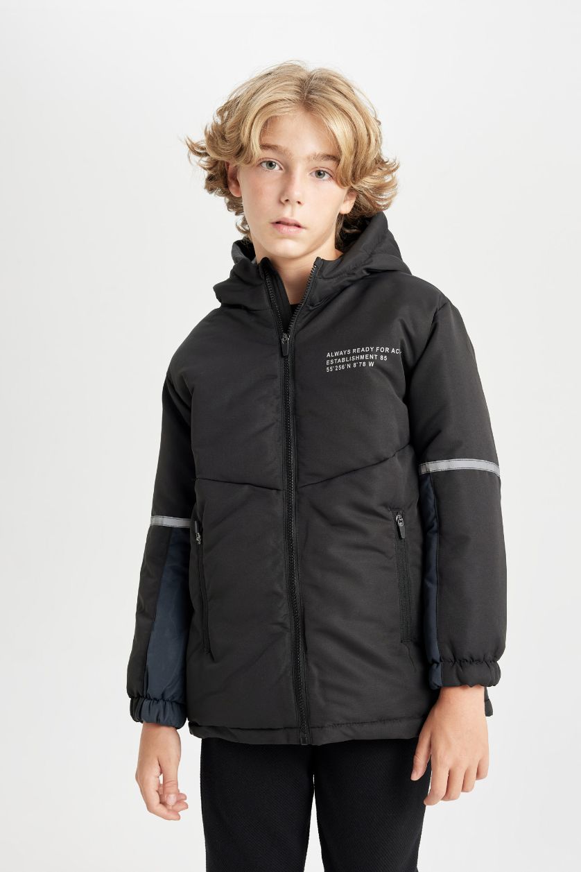 Boys & Teens Black Boy Waterproof Hooded Raincoat