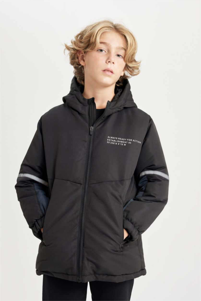 Boys & Teens Black Boy Waterproof Hooded Raincoat
