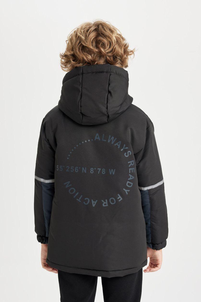 Boys & Teens Black Boy Waterproof Hooded Raincoat