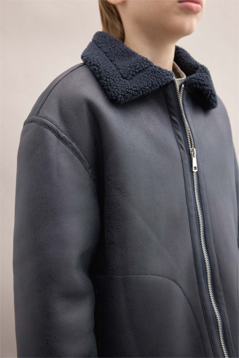 Ұлдар Және Жасөспірімдер Антрацит Ұлдарға поло жаға шерпа ПУ Күртеше