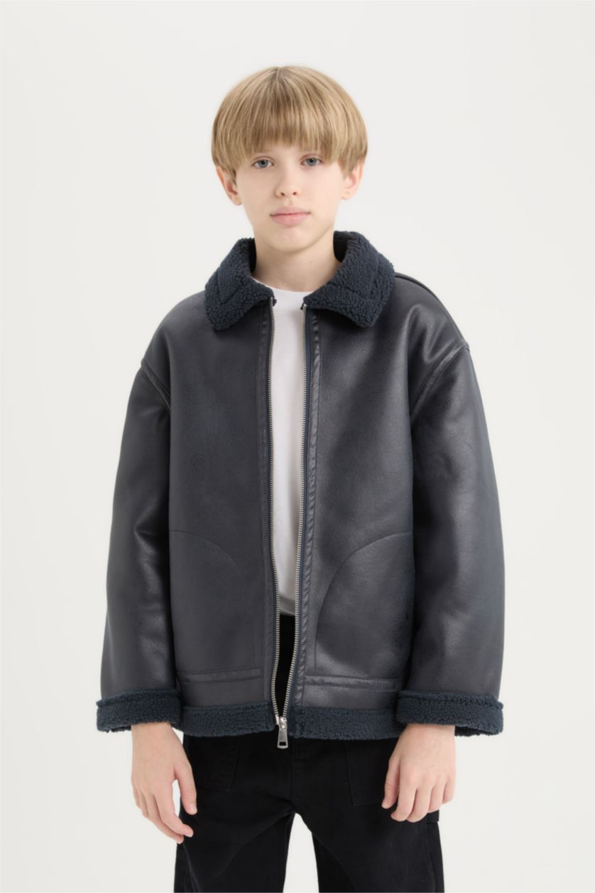 Ұлдар Және Жасөспірімдер Антрацит Ұлдарға поло жаға шерпа ПУ Күртеше