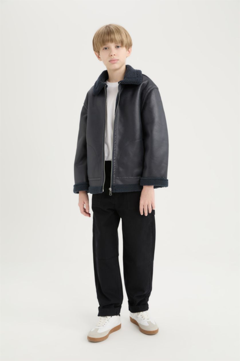 Ұлдар Және Жасөспірімдер Антрацит Ұлдарға поло жаға шерпа ПУ Күртеше