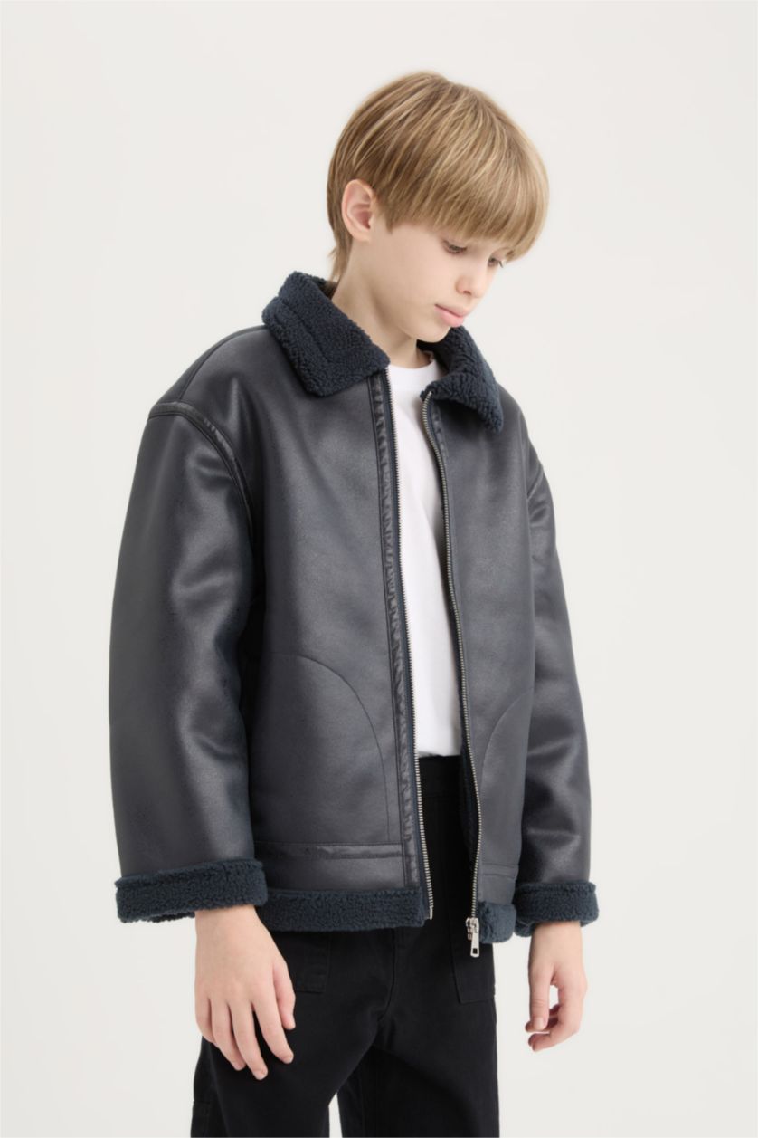 Ұлдар Және Жасөспірімдер Антрацит Ұлдарға поло жаға шерпа ПУ Күртеше