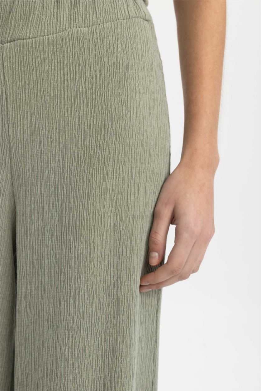 Женщины Светлый хаки Брюки Wide Leg со средней талией