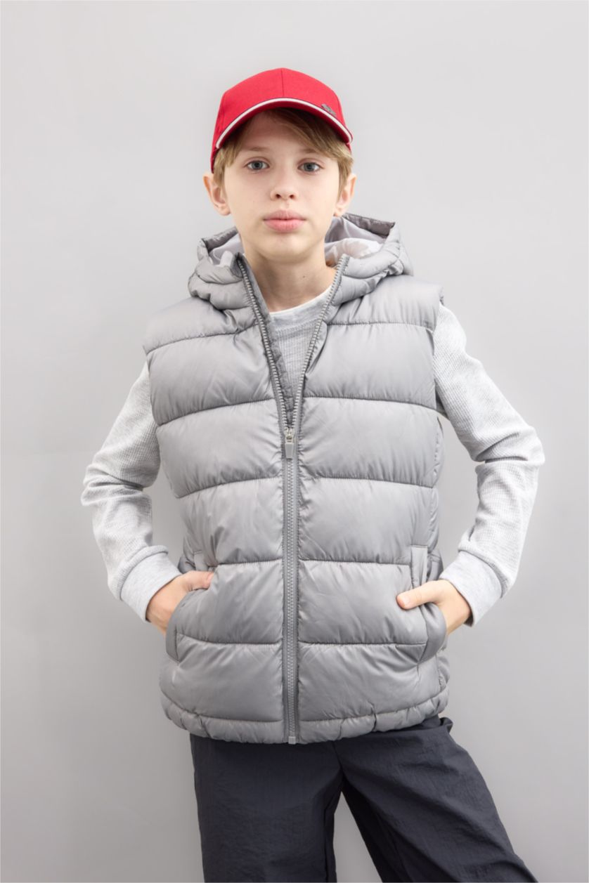 أولاد رمادي فاتح يلك نفخ اولادي بغطاء للرأس ومقاوم للماء