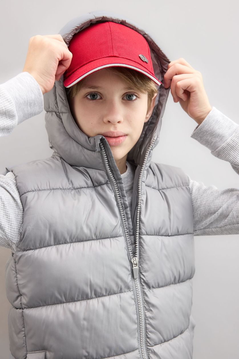 أولاد رمادي فاتح يلك نفخ اولادي بغطاء للرأس ومقاوم للماء