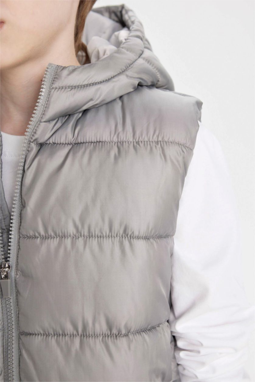 أولاد رمادي فاتح يلك نفخ اولادي بغطاء للرأس ومقاوم للماء