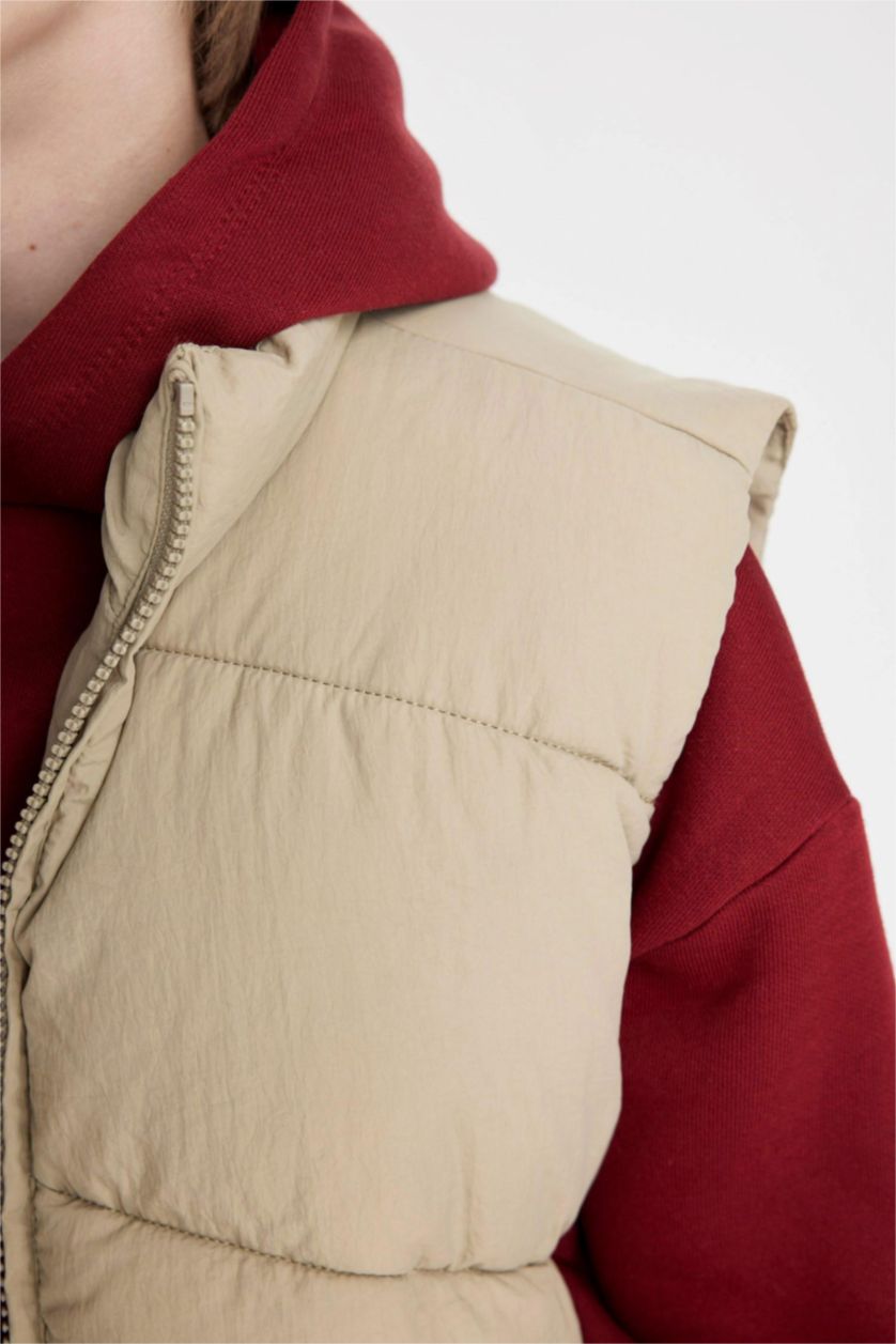 Erkek Çocuk - Genç Erkek Açık Haki Erkek Çocuk Su Geçirmez Yarım Balıkçı Yaka Şişme Yelek