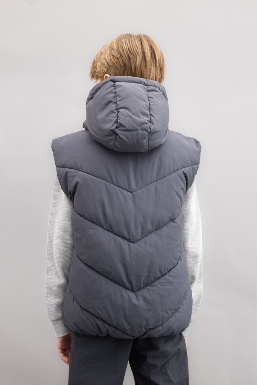 BOYS & TEENS Light Indigo Boy Waterproof Hooded Puffer Vest