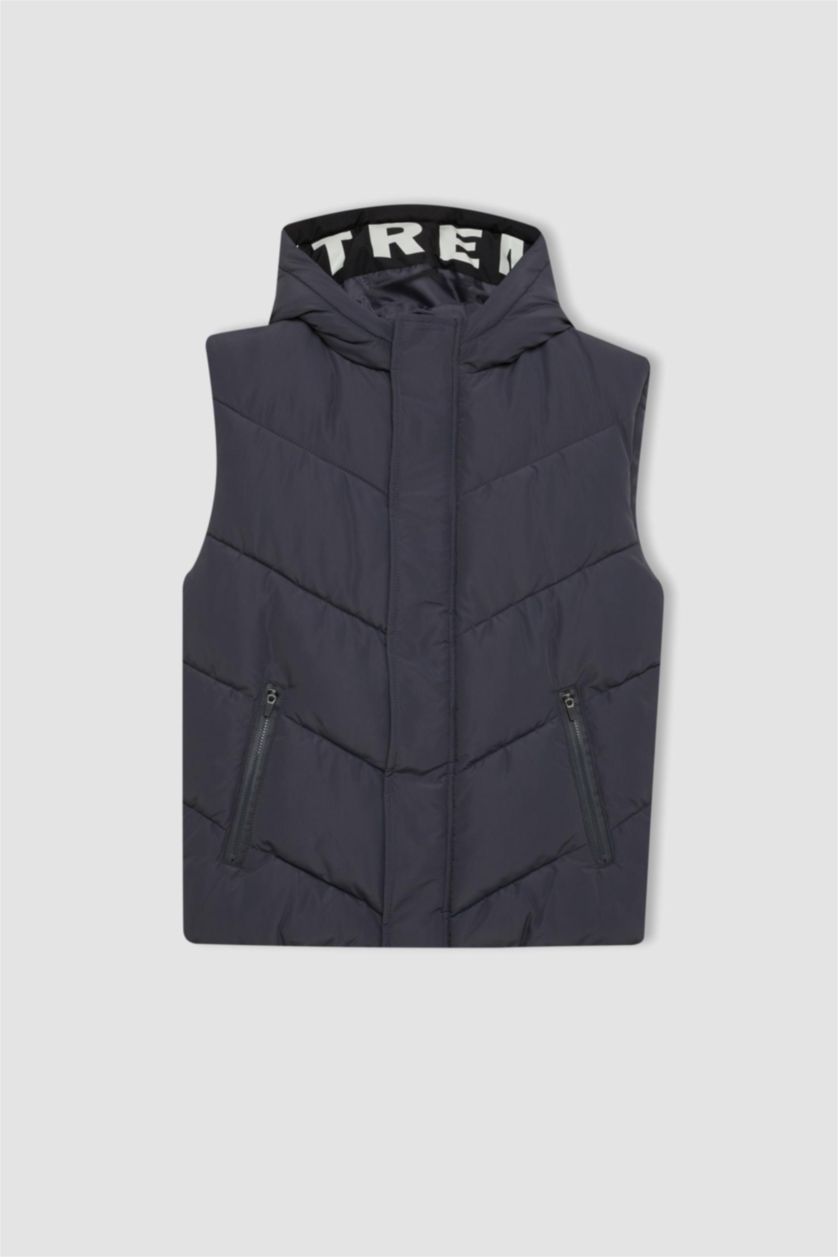 BOYS & TEENS Light Indigo Boy Waterproof Hooded Puffer Vest