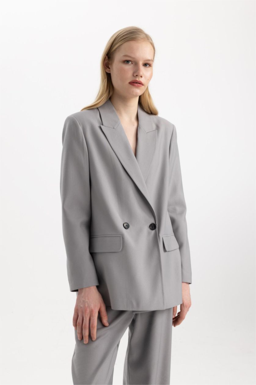 FEMME Gris Veste Blazer Oversize
