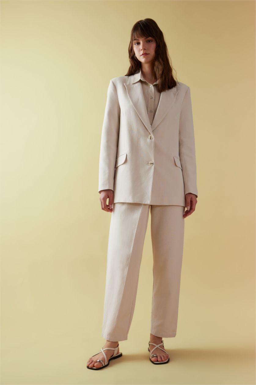 WOMAN Stone Relax Fit Linen Blended Blazer