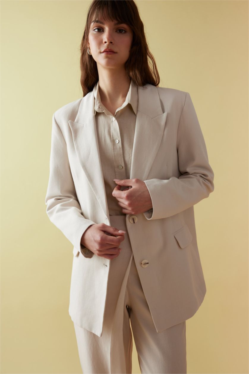 WOMAN Stone Relax Fit Linen Blended Blazer
