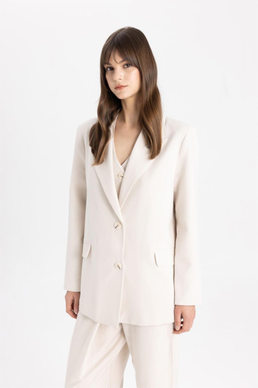 WOMAN Stone Relax Fit Linen Blended Blazer
