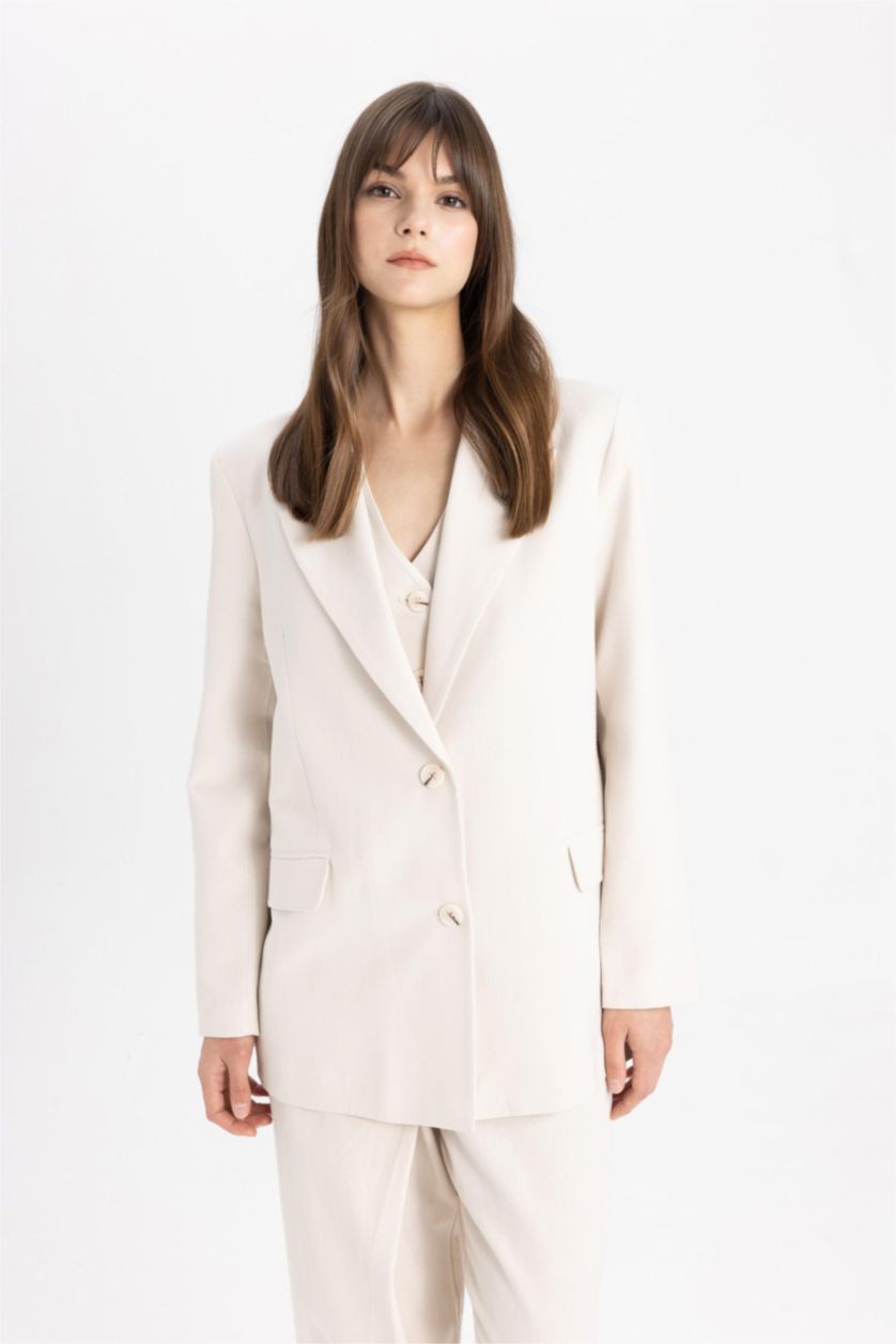 WOMAN Stone Relax Fit Linen Blended Blazer