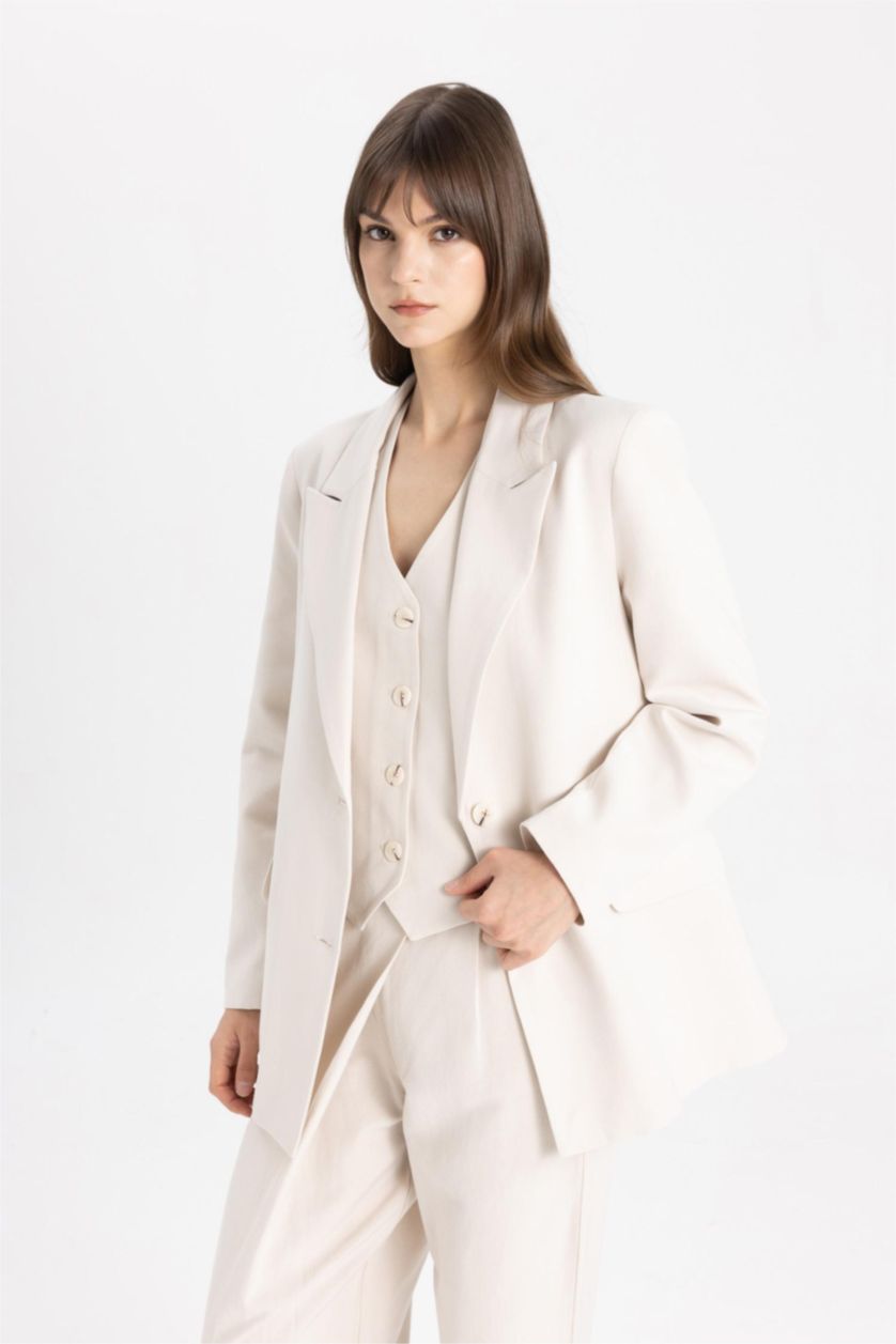 WOMAN Stone Relax Fit Linen Blended Blazer