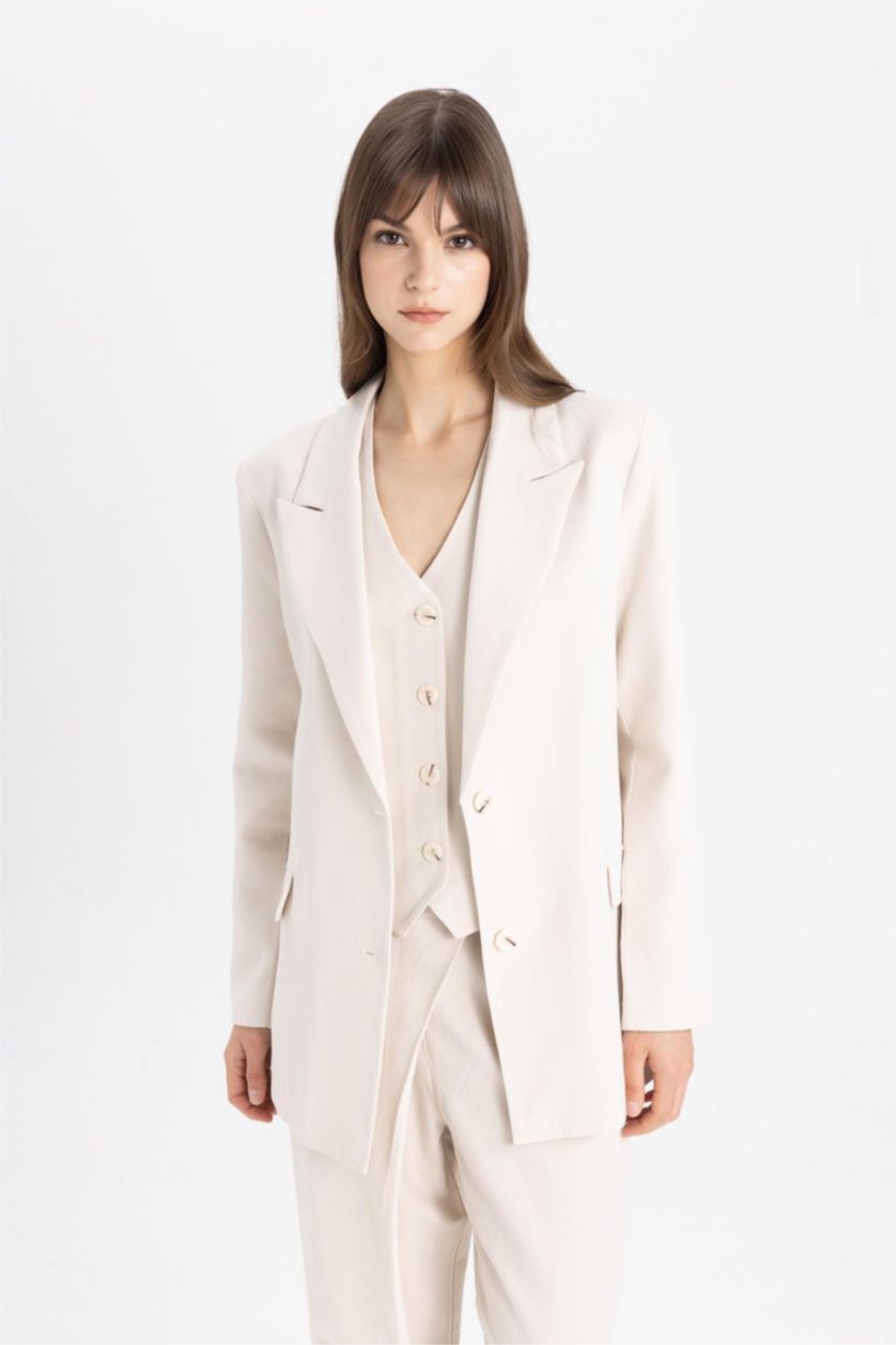 WOMAN Stone Relax Fit Linen Blended Blazer