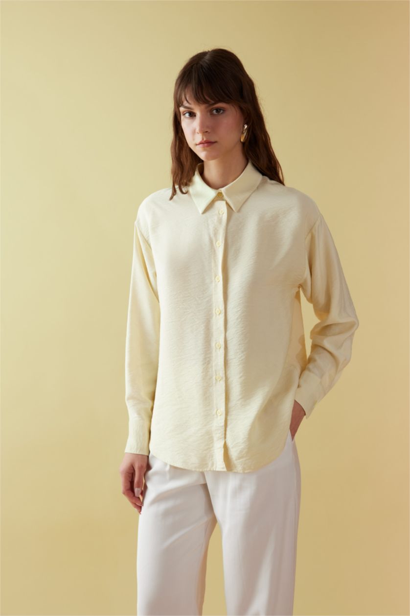 Woman Light Yellow Relax Fit Long Sleeve Tunic