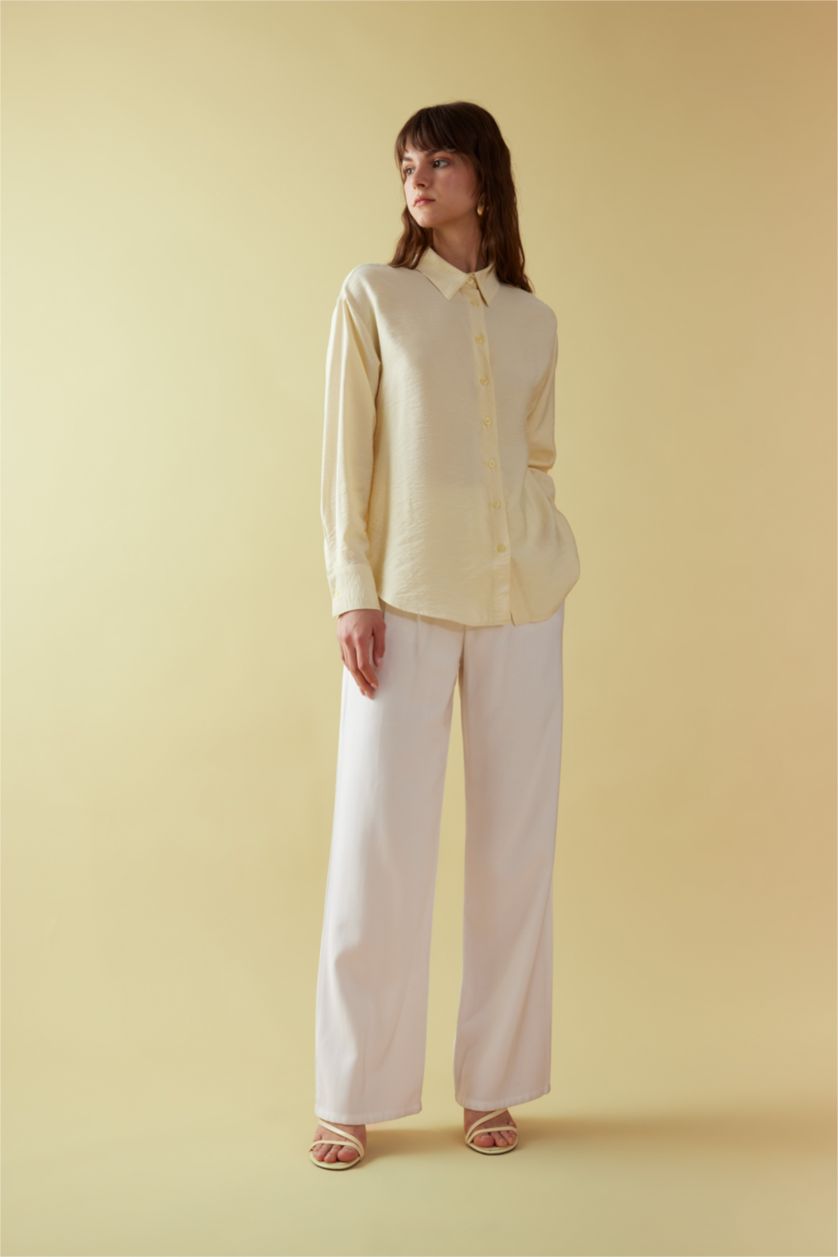 Woman Light Yellow Relax Fit Long Sleeve Tunic