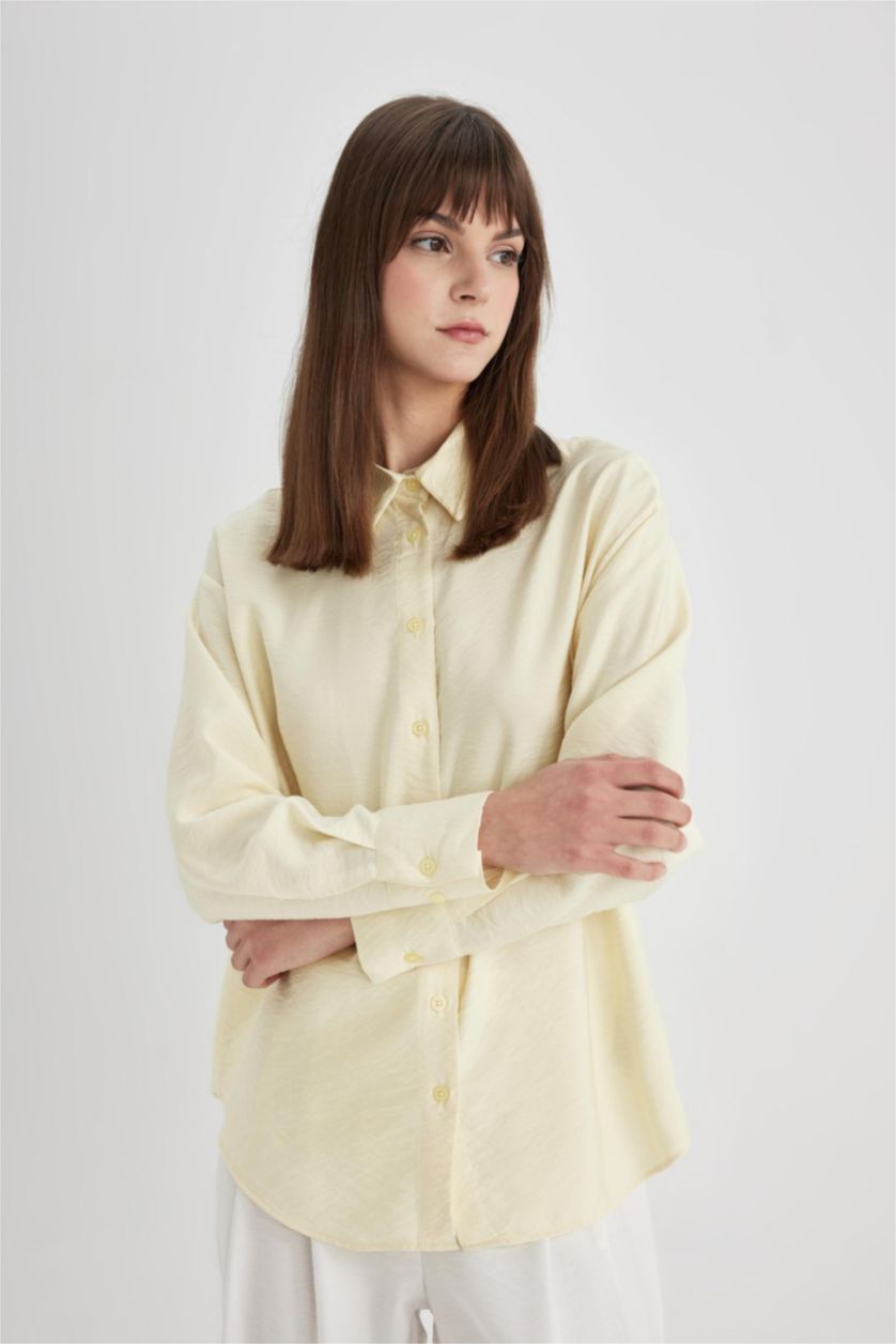 Woman Light Yellow Relax Fit Long Sleeve Tunic