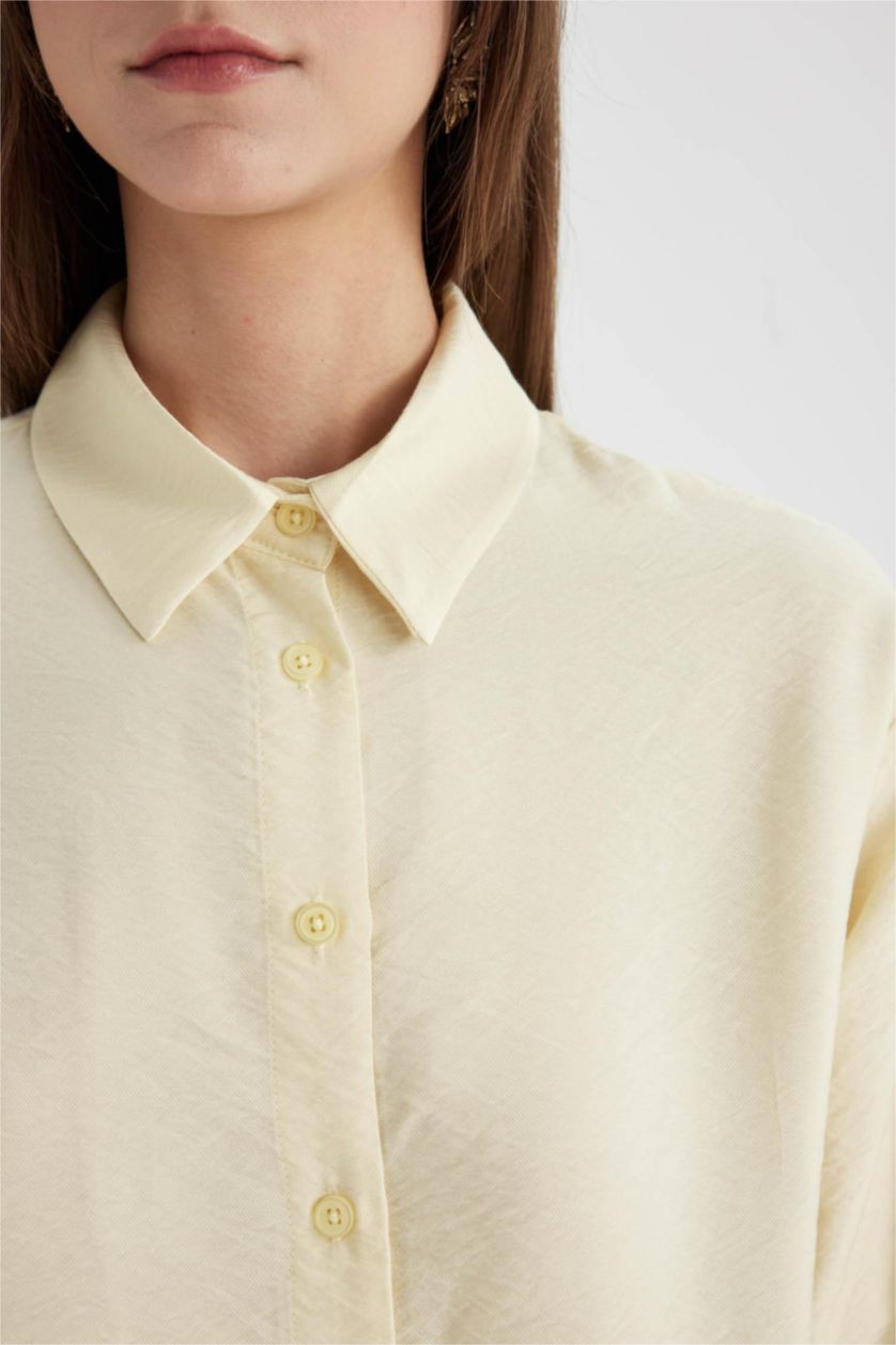 Woman Light Yellow Relax Fit Long Sleeve Tunic