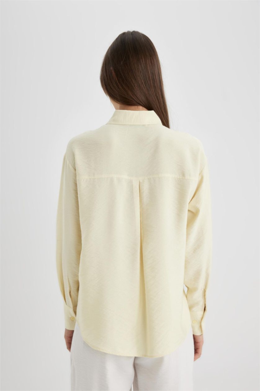 Woman Light Yellow Relax Fit Long Sleeve Tunic