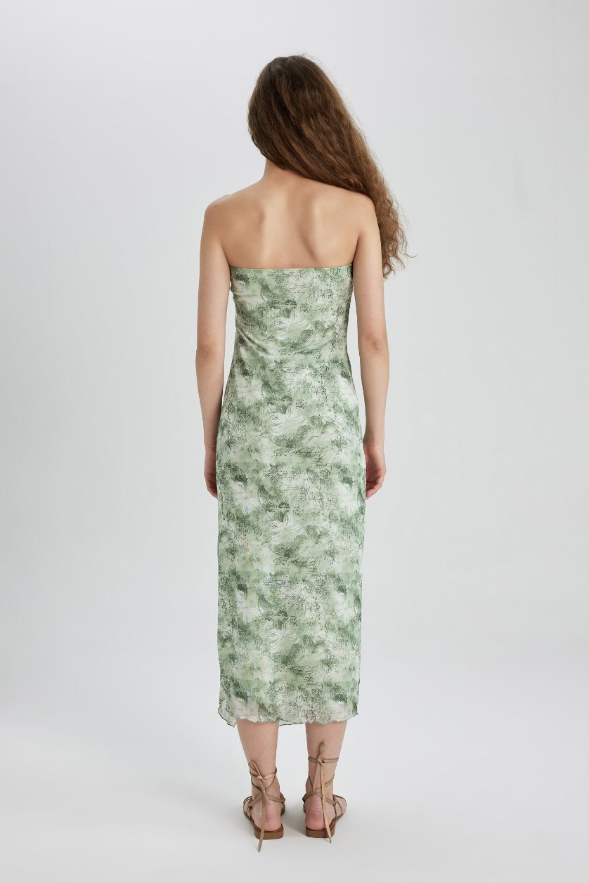 WOMAN Mint Strapless Tulle Midi Dress